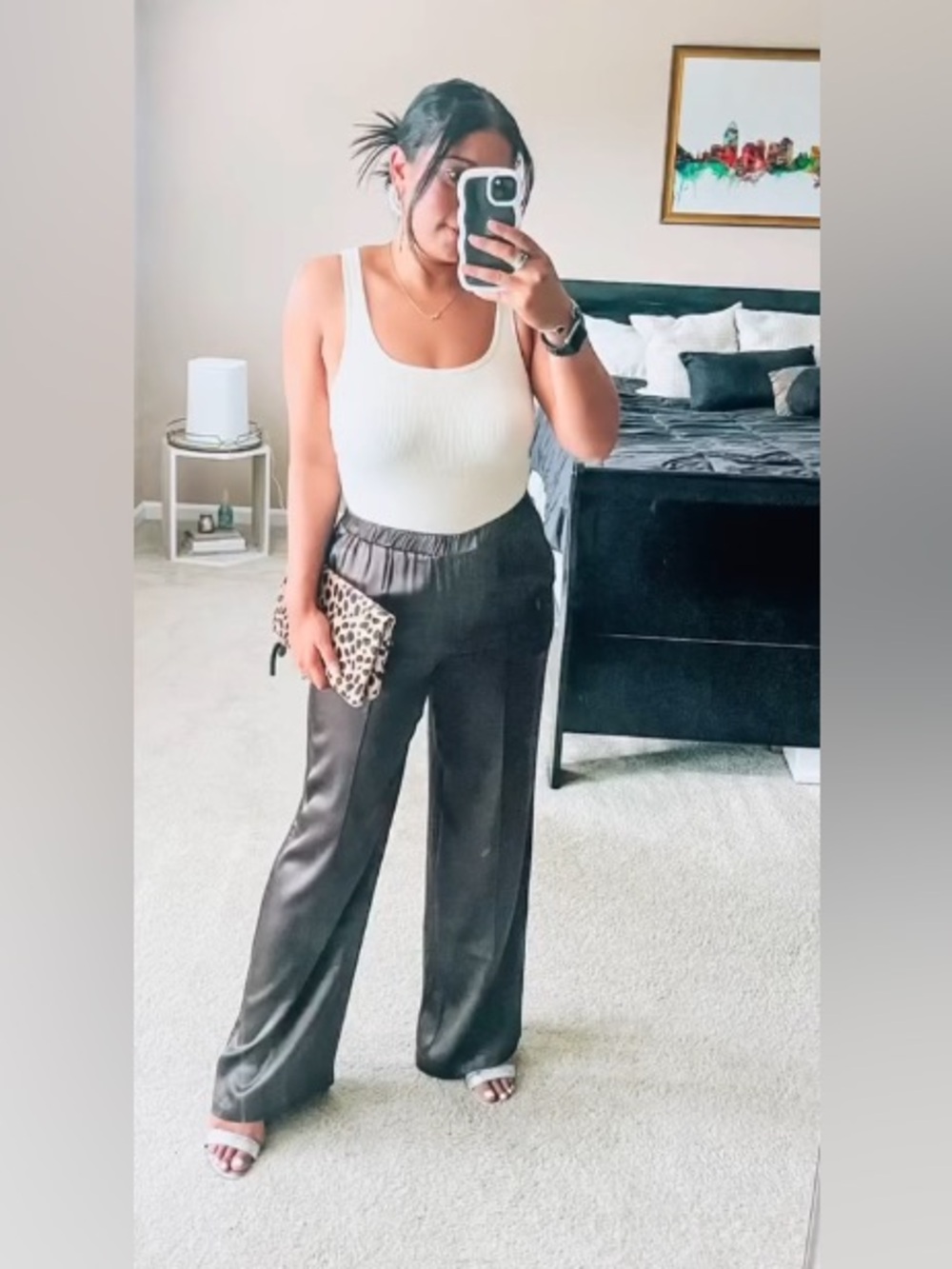 Livingston Wide Leg Satin Pants WAYF - Picture 2 of 8
